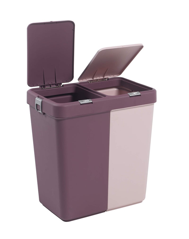 Mabel Home Plastic Laundry Basket with Lid, 2 Sections, Large Laundry Basket (Extra Trash Bin (1.6 Gallons) inc. Purple Pink) - Image 4